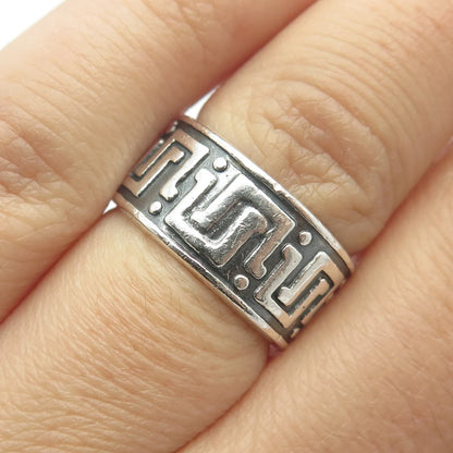 925 Sterling Silver Vintage Mexico Maze Band Ring Size 5.75
