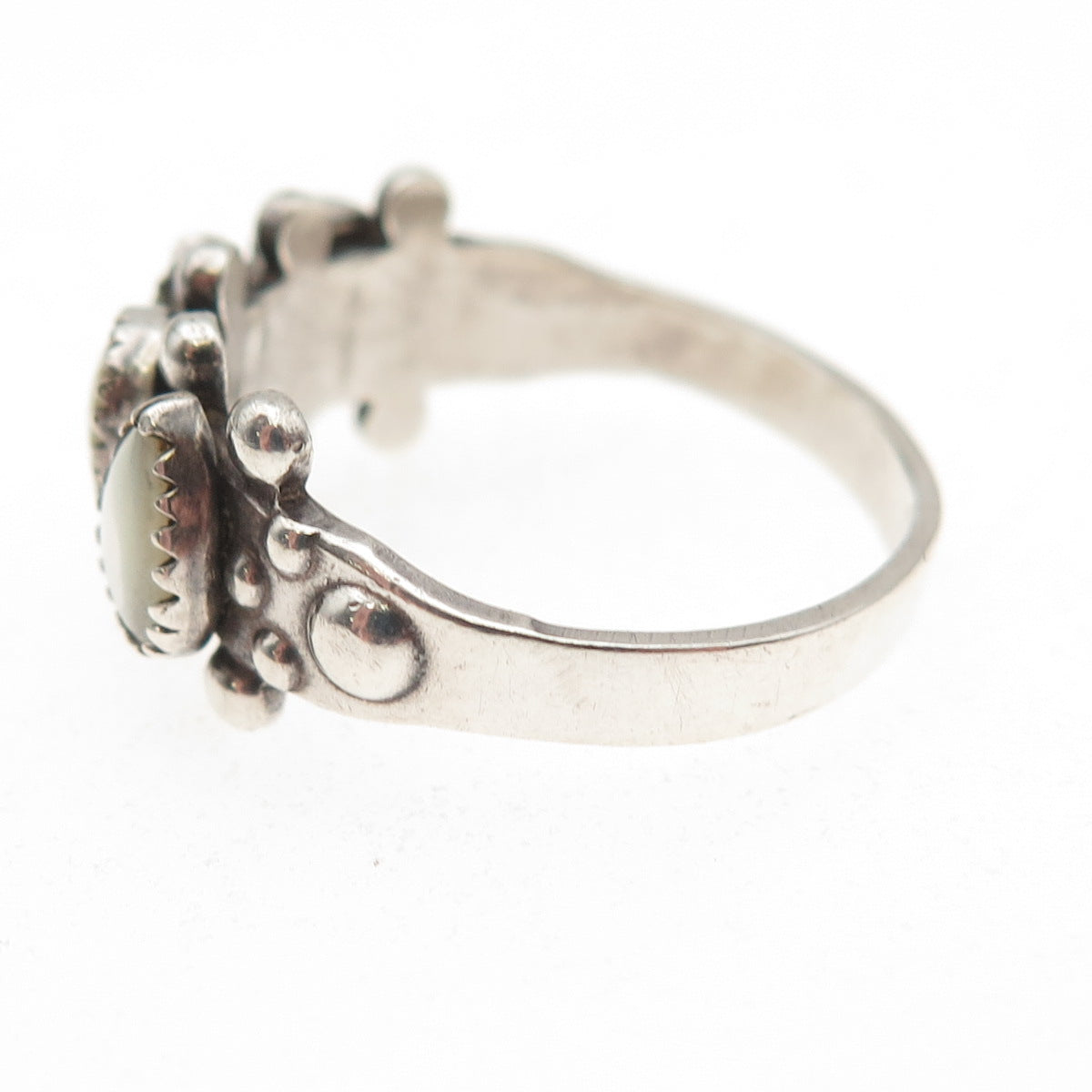 Wheeler Mfg Old Pawn Sterling Silver Vintage MOP Teardrop Tribal Ring Size 9.5