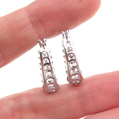 Chuck Clemency 925 Sterling Silver Real Marquise-Cut Tanzanite Hoop Earrings
