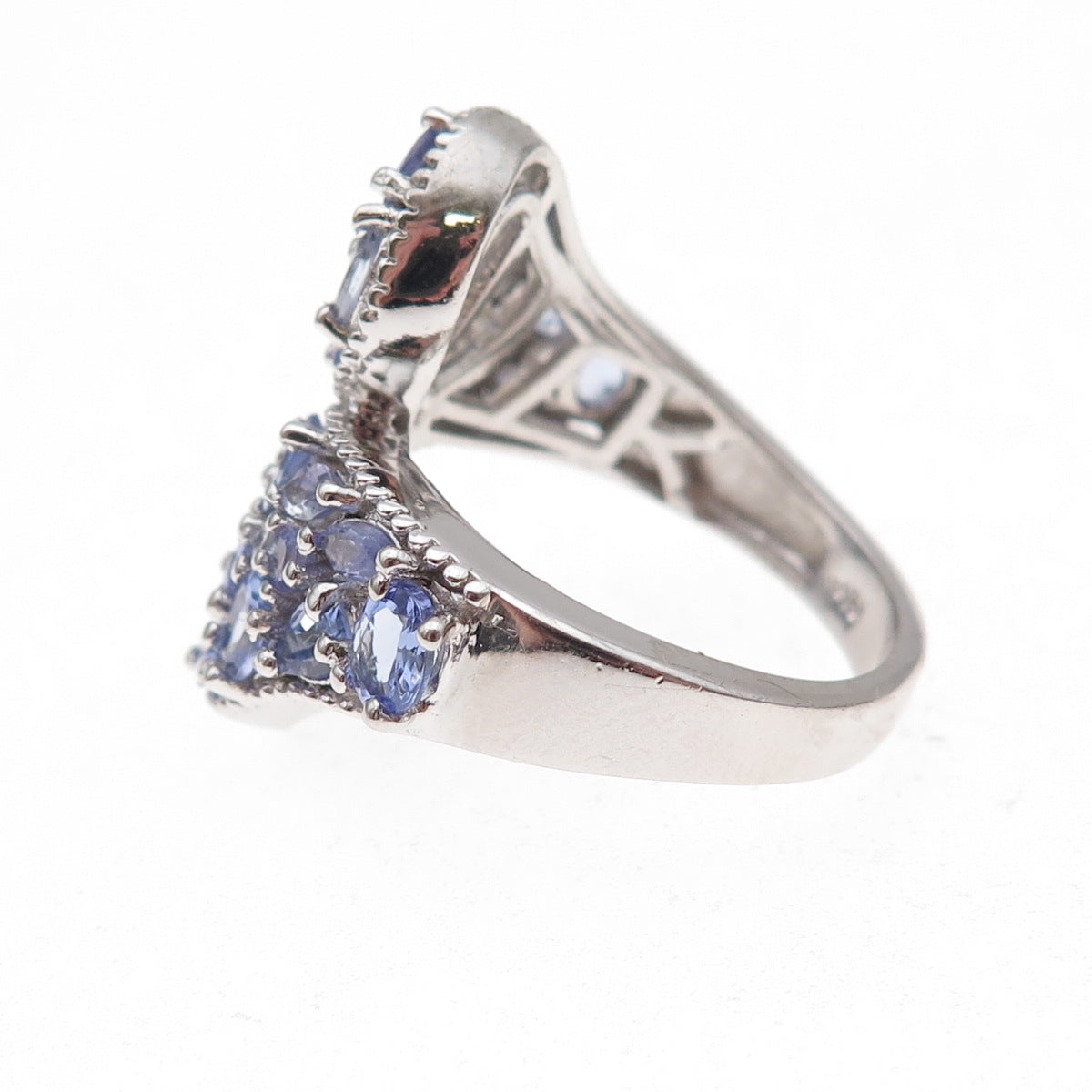 Chuck Clemency 925 Sterling Silver Real Tanzanite Bypass Ring Size 8.25