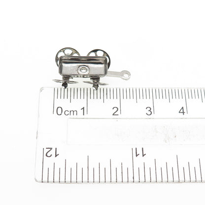 925 Sterling Silver Antique Art Deco Water Wagon Movable Mini 3D Charm Pendant