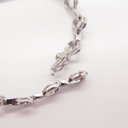 925 Sterling Silver SUN Real White Diamond Twisted Link Bracelet 7"