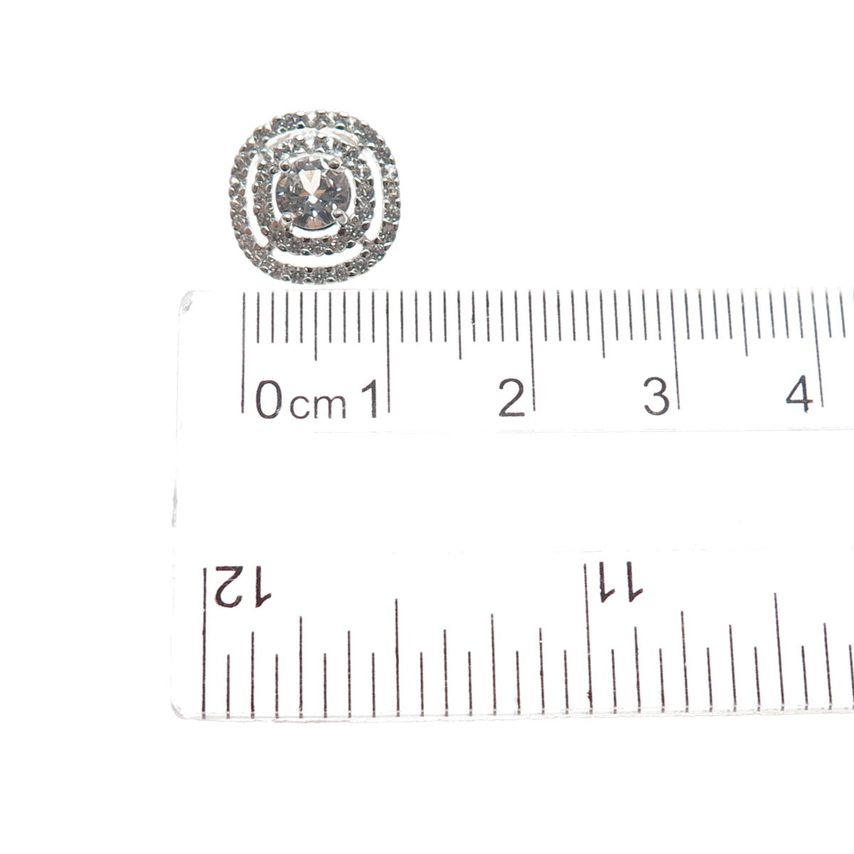 925 Sterling Silver Real Round-Cut White Topaz Mini Slide Charm Pendant