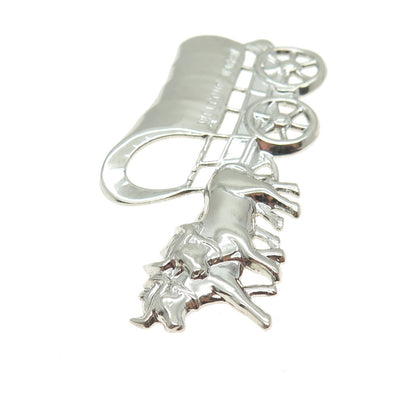 925 Sterling Silver Antique Art Deco Welcome Wagon Pin Brooch