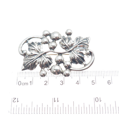 DANECRAFT 925 Sterling Silver Antique Art Deco Floral Leaf Oxidized Pin Brooch