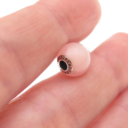 Pandora 925 Sterling Silver Real Rose Quartz Essence Caring Slide Bead Charm