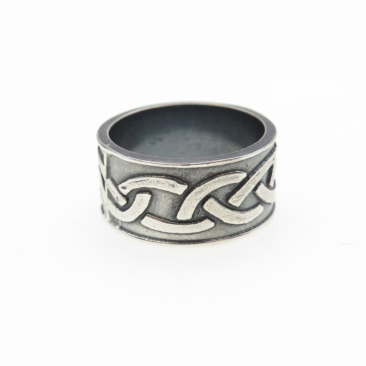 925 Sterling Silver Vintage Celtic Knot Oxidized Band Ring Size 6.5