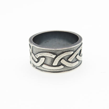 925 Sterling Silver Vintage Celtic Knot Oxidized Band Ring Size 6.5