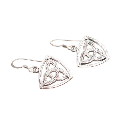 925 Sterling Silver Vintage Celtic Trinity Dangle Earrings