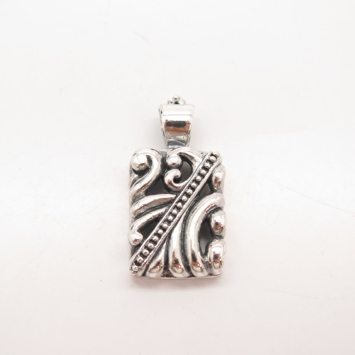925 Sterling Silver Vintage Mexico Bead Ornate Pendant