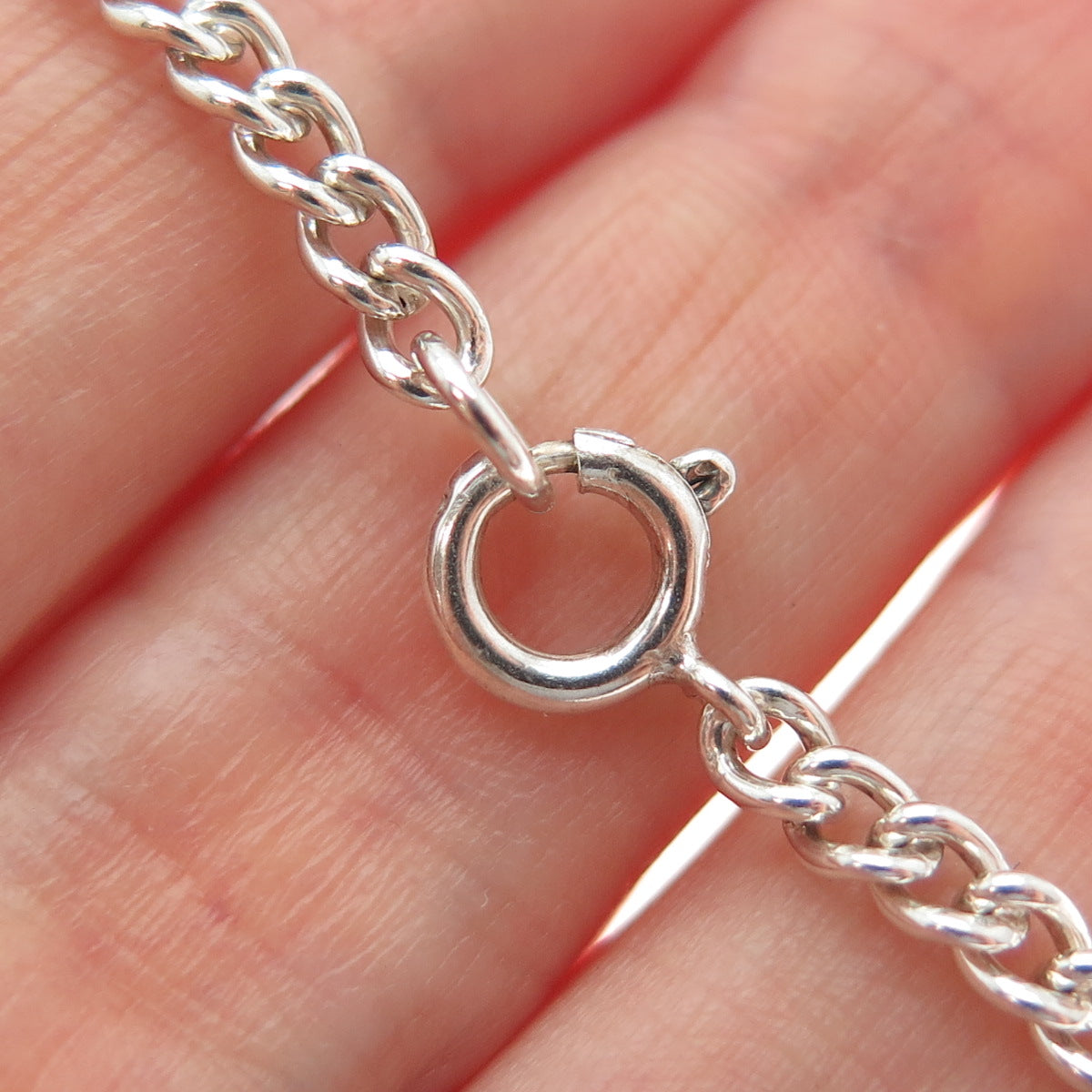 925 Sterling Silver Vintage Curb Link ID Bracelet 7.25"