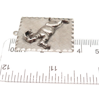 925 Sterling Silver Vintage Aries Zodiac Sign Oxidized Charm Pendant