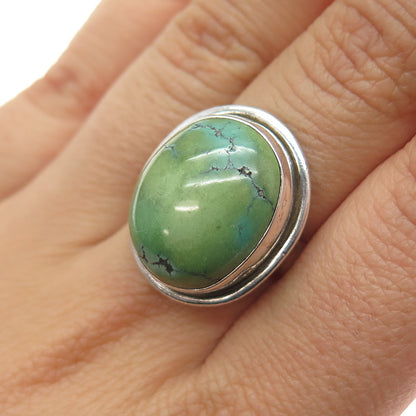 925 Sterling Silver Vintage Real Cabochon Royston Turquoise Ring Size 6.75