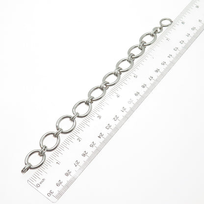 925 Sterling Silver Vintage Modernist Oval Link Bracelet 7.25"