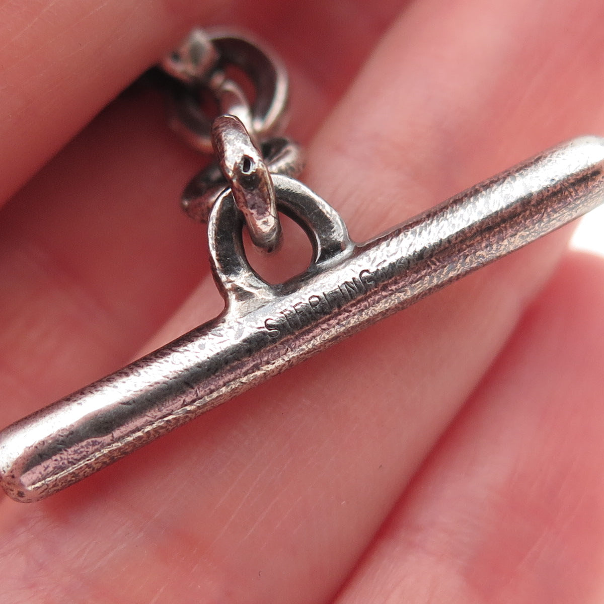 925 Sterling Silver Vintage Heavy 63.6g Modernist Link Oxidized Bracelet 6.5"