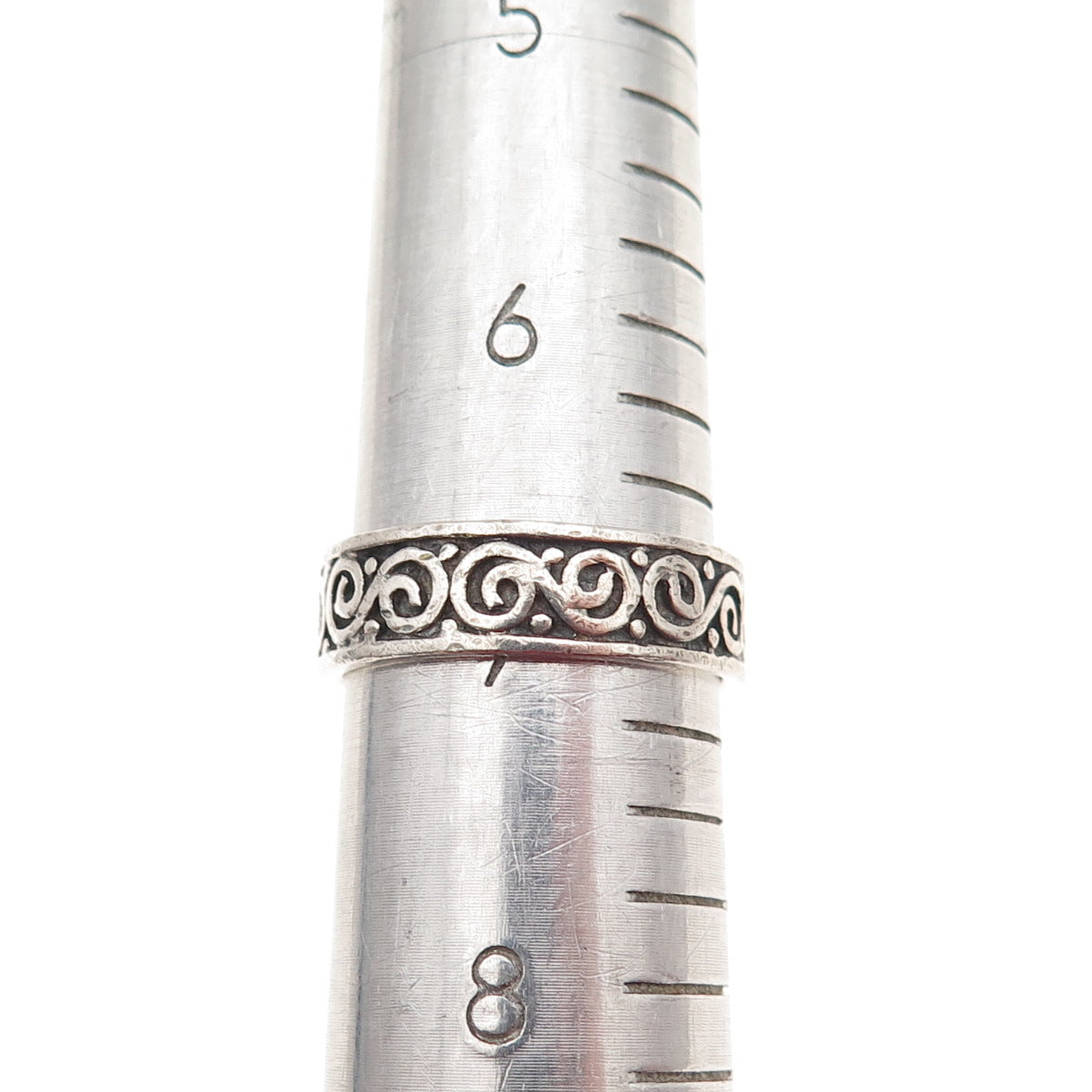 925 Sterling Silver Vintage Swirl Oxidized Band Ring Size 7