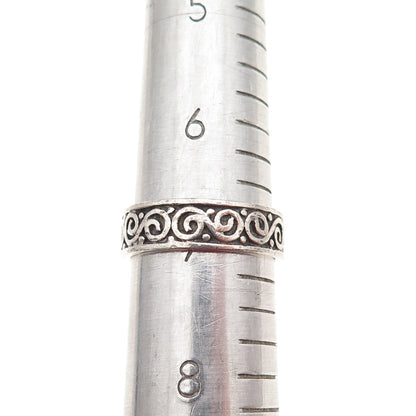 925 Sterling Silver Vintage Swirl Oxidized Band Ring Size 7