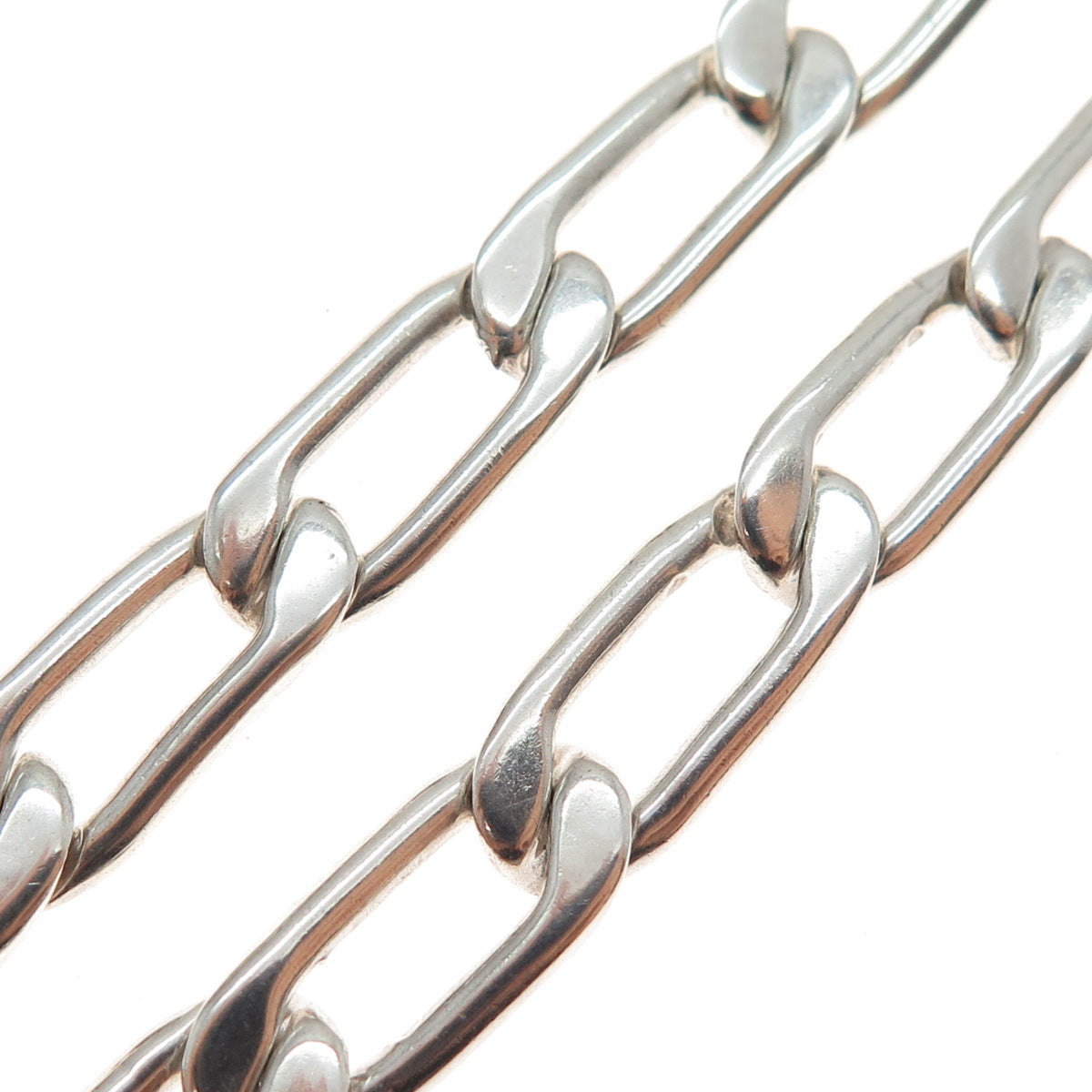 925 Sterling Silver Vintage Mexico Paperclip Chain Necklace 32"