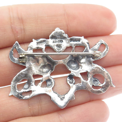 PERUZZI BOSTON 925 Sterling Silver Antique Art Deco Cherub Oxidized Pin Brooch
