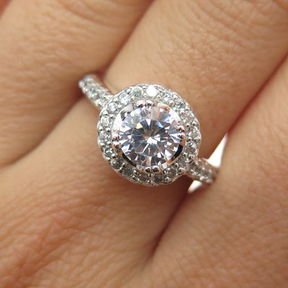 925 Sterling Silver Round-Cut C Z Engagement Ring Size 7