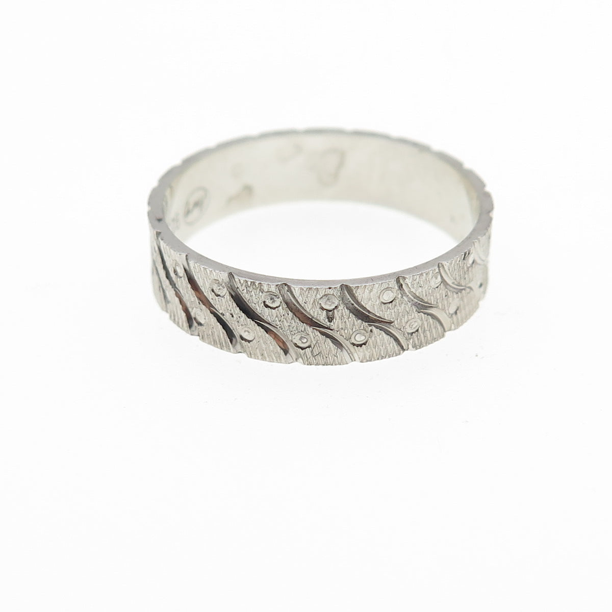 AMRY 925 Sterling Silver Engraved Band Ring Size 8.25