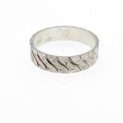 AMRY 925 Sterling Silver Engraved Band Ring Size 8.25