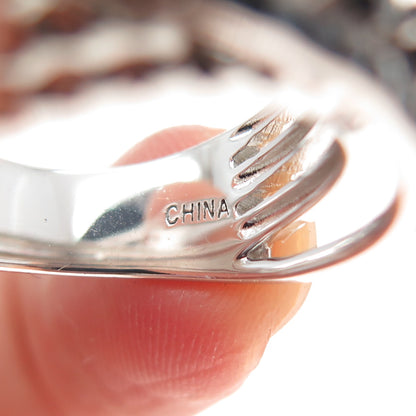 925 Sterling Silver Real Round-Cut Black Diamond Crisscross Ring Size 6.25