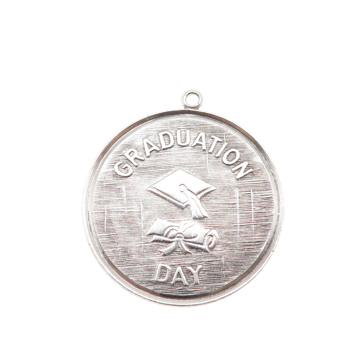 925 Sterling Silver Vintage Graduation Day Oxidized Charm Pendant