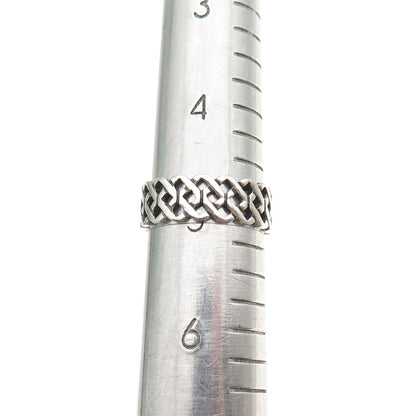 925 Sterling Silver Vintage Celtic Oxidized Band Ring Size 5