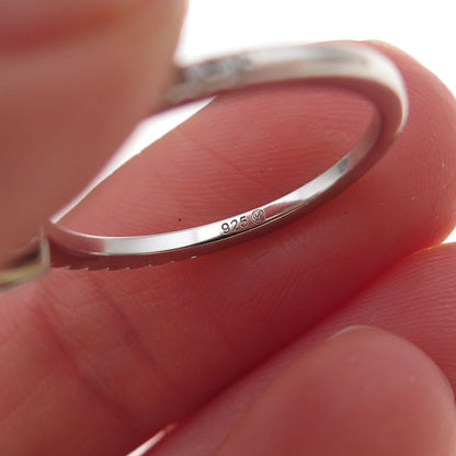 925 Sterling Silver Heart & Round-Cut C Z Promise Ring Size 6