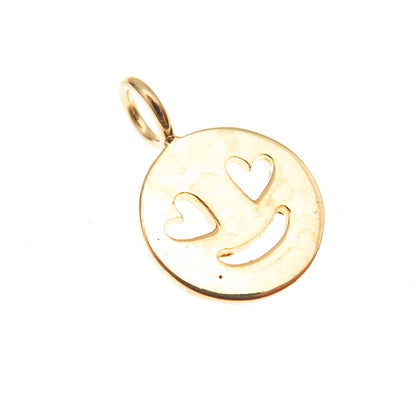 925 Sterling Silver Gold Plated In Love Face Emoji Charm Pendant
