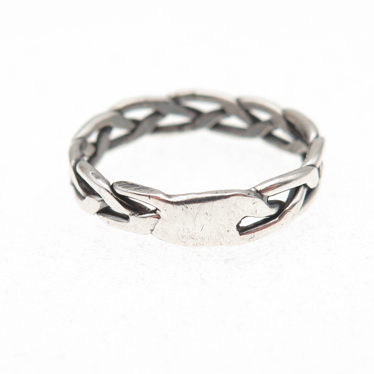 925 Sterling Silver Vintage Celtic Braided Oxidized Band Ring Size 6.75