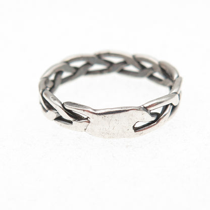 925 Sterling Silver Vintage Celtic Braided Oxidized Band Ring Size 6.75