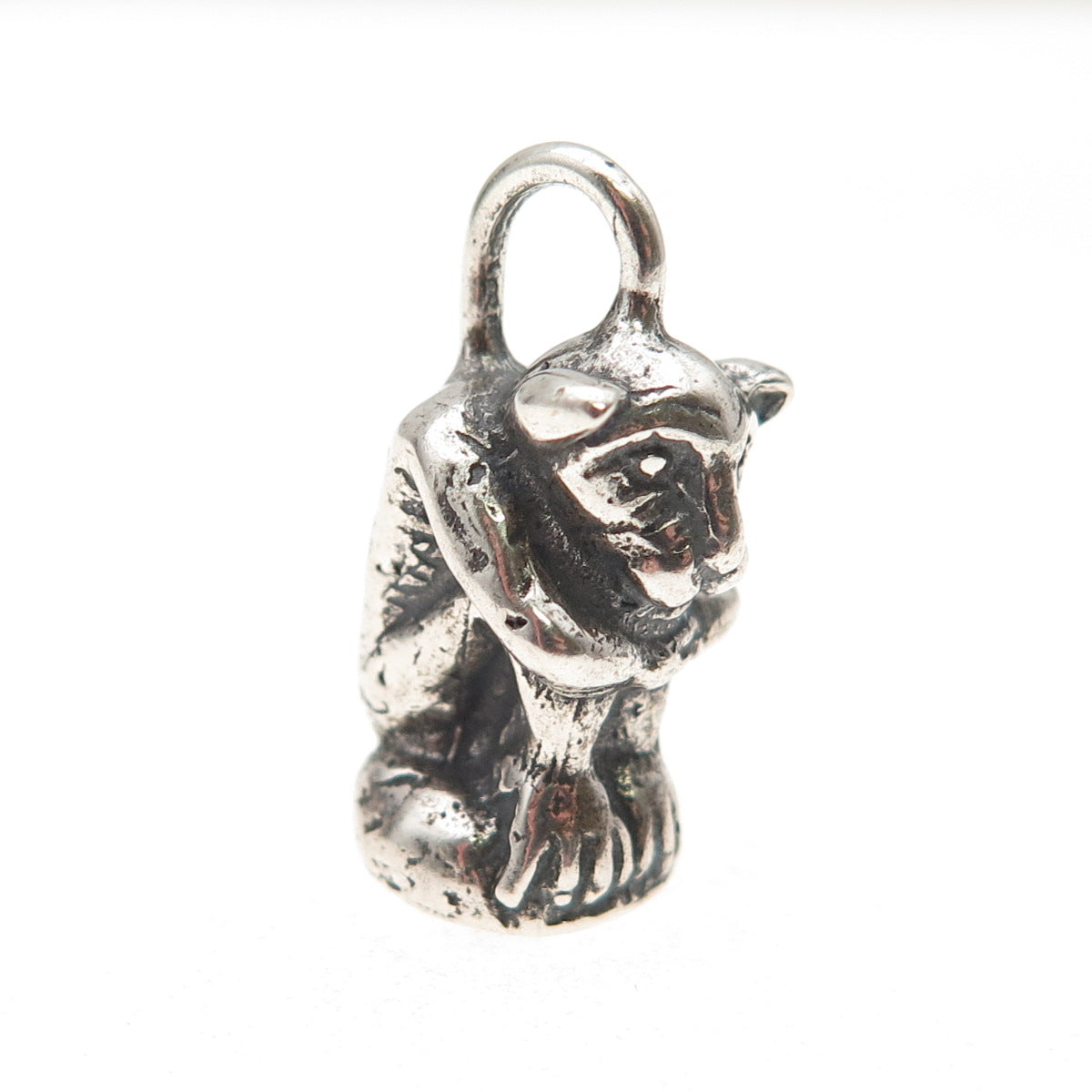 S. Drac 925 Sterling Silver Vintage Gothic Gargoyle Oxidized 3D Pendant