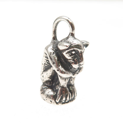 S. Drac 925 Sterling Silver Vintage Gothic Gargoyle Oxidized 3D Pendant