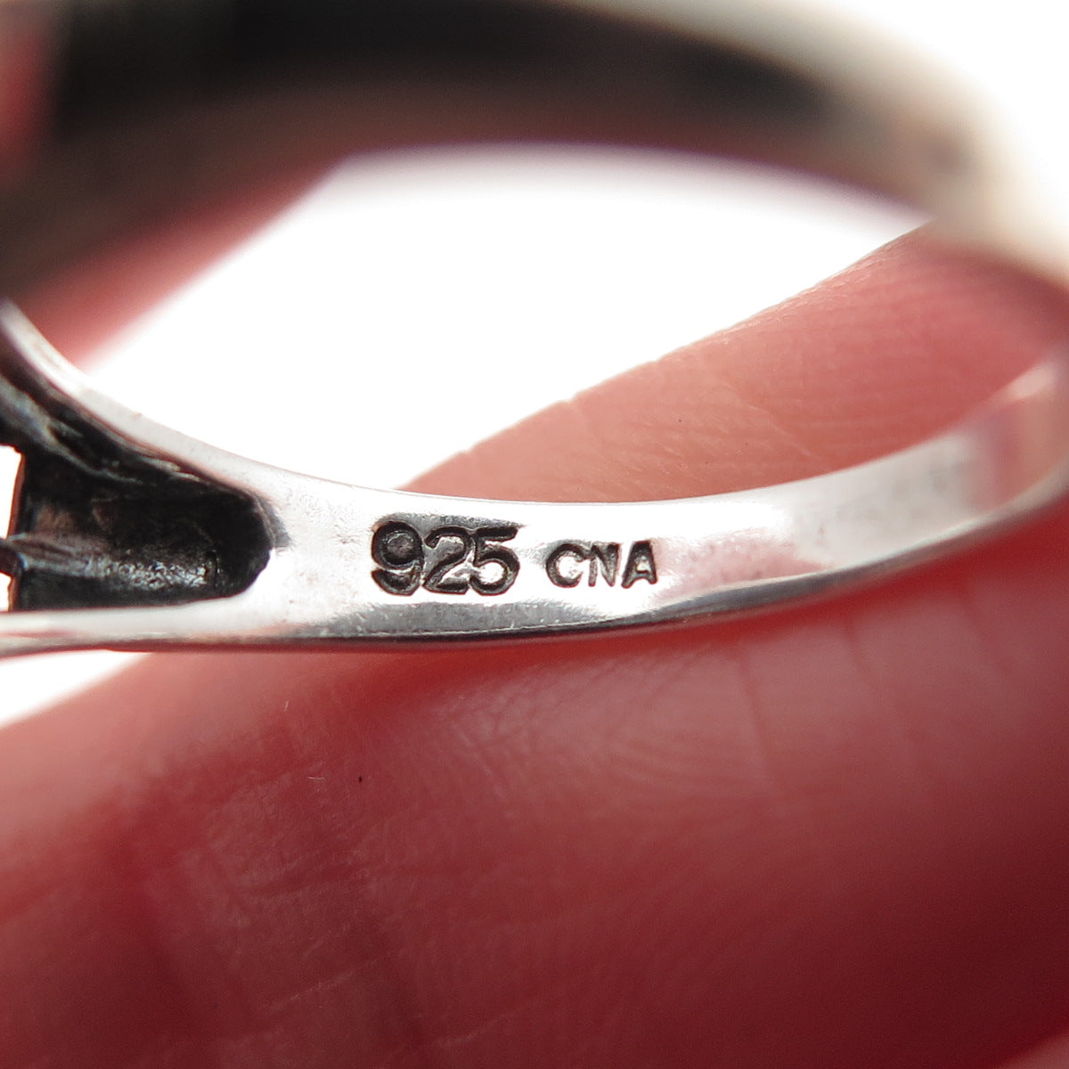 CNA Pranda 925 Sterling Silver Real Diamond & Emerald Oxidized Ring Size 6