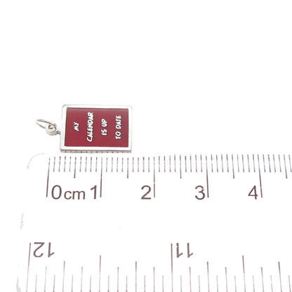 925 Sterling Silver Enamel My Calendar Is Up To Date Minimalist Charm Pendant