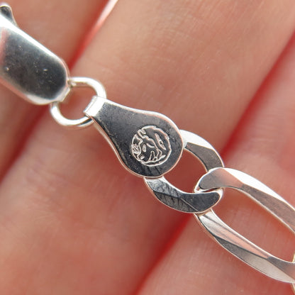 P. LUX 925 Sterling Silver Italy Figaro Link Bracelet 7"