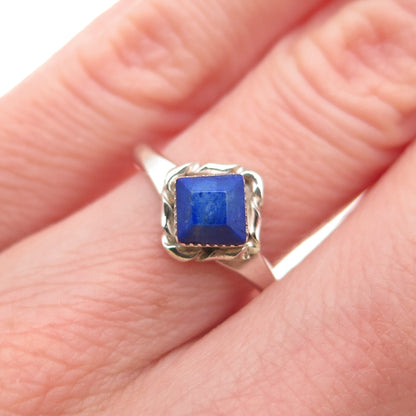 Old Pawn 925 Sterling Silver Vintage Southwestern Lapis Tribal Ring Size 6