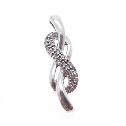 925 Sterling Silver Real Round-Cut Diamond Infinity Knot Slide Charm Pendant