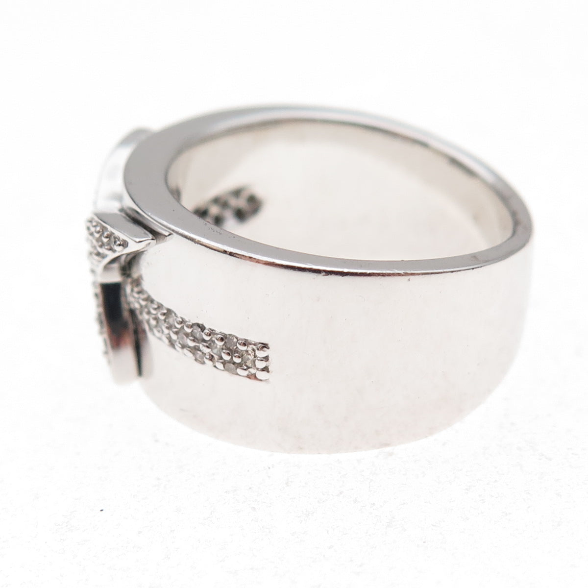 925 Sterling Silver Mexico Real Round-Cut Diamond Starburst Ring Size 7.25