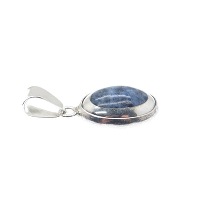 925 Sterling Silver Vintage Mexico Real Cabochon Sodalite Charm Pendant