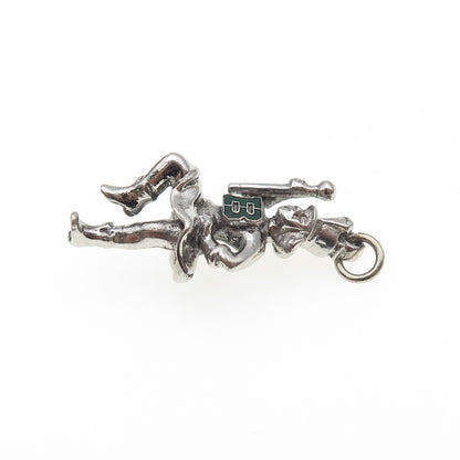 925 Sterling Silver Vintage Enamel Grand Marshall Parade 3D Charm Pendant