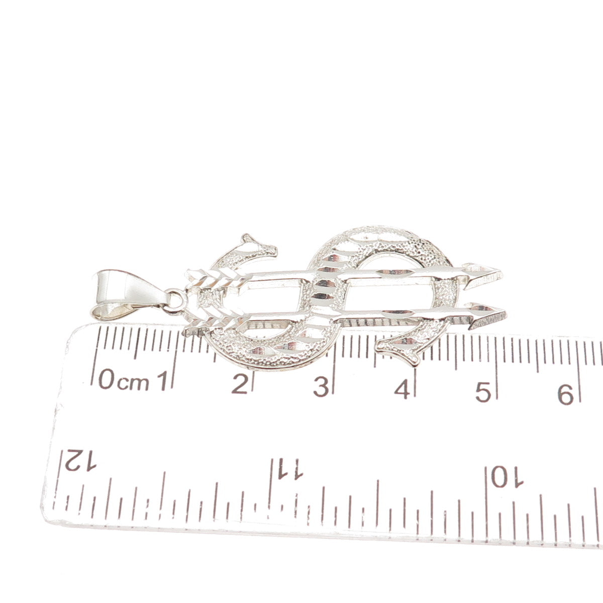 925 Sterling Silver Vintage Arrow Dollar Sign Charm Pendant