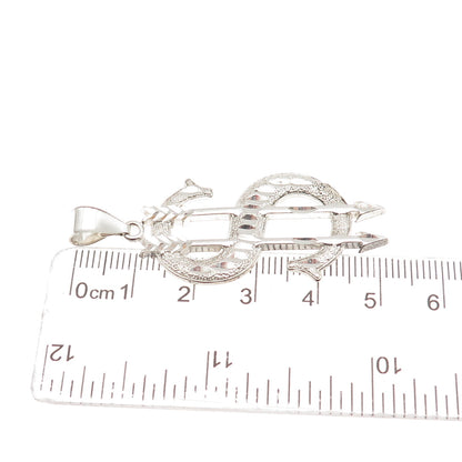 925 Sterling Silver Vintage Arrow Dollar Sign Charm Pendant