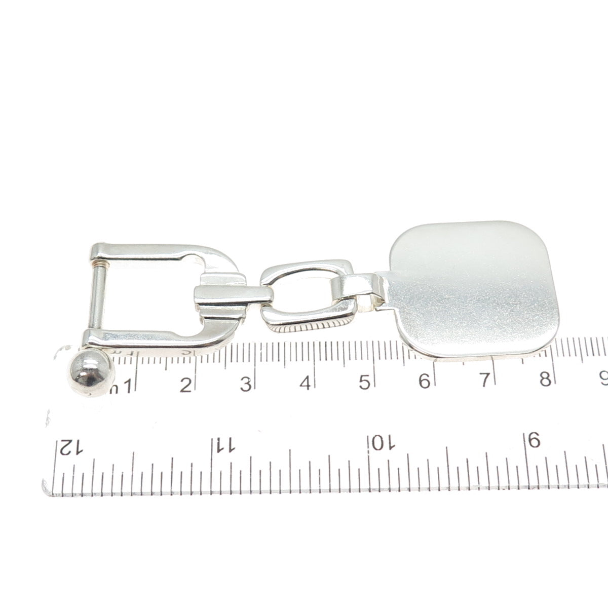 925 Sterling Silver Vintage Italy Engravable Tag Key Fob Chain Ring Holder