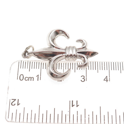 Art's Elegance 925 Sterling Silver Vintage Fleur de Lis Oxidized Charm Pendant