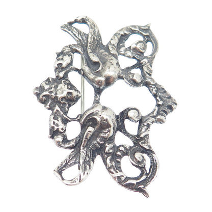 PERUZZI BOSTON 925 Sterling Silver Antique Art Deco Cherub Oxidized Pin Brooch