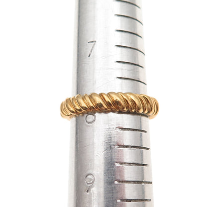 Ross Simons 925 Sterling Silver Gold Plated Ribbed Band Ring Size 8