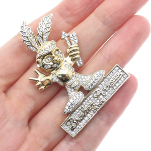 925 Sterling Silver Gold Plated Round-Cut C Z Broken Arrow Culture Pendant